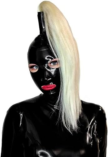 Latex Maske Sm Extrem Für Männer Frauen BDSM Maske Kopfmaske Bondage Halloween Rubber Maske Erotik Latex Kopfmaske Sex Cosplay Fetisch Maske Augen Mund Öffnen,L,Black von ZYDHHP