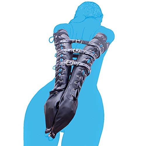 Leder Bondage Zwangsjacke SM Bondage Handschellen Verstellbare Abschließbare Sex Handcuffs Extreme Armfesseln BDSM Spielzeug Fetisch Sklave Kostüm Erotik Bondagesack von ZYDHHP