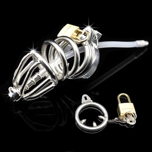 Metall Keuschheitskäfig Herren Mit Silikon Dilator CBT Penisring Mit Stacheln Chastity Cage Edelstahl Penis Cage Für Männer Extrem Penis Plug Peniskäfig BDSM Spielzeug,38mm von ZYDHHP