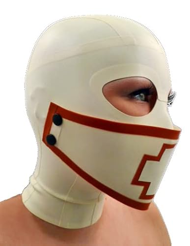 SM Latex Maske BDSM Maske Mit Maske Bondage Maske Halloween Maske Cosplay Party Maske Latex Gummimaske Sex Maske Extrem Sex Fetisch Sexspielzeug Für Männer Frauen,M,Beige von ZYDHHP