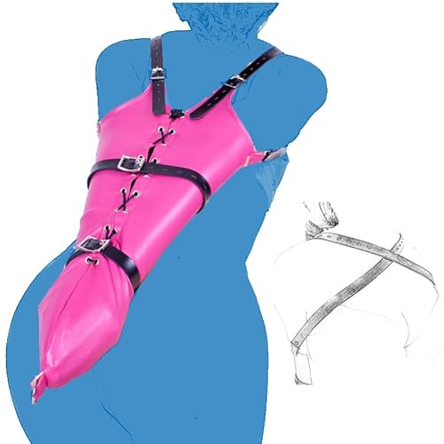 Sex Handschellen Verstellbarer Zwangsjacke Mit Reißverschluss Armfessel SM Handcuffs Fetisch Kleidung Fesselsack Armbinden Können BDSM Spielzeug Für Männer Und Frauen,M,Pink von ZYDHHP