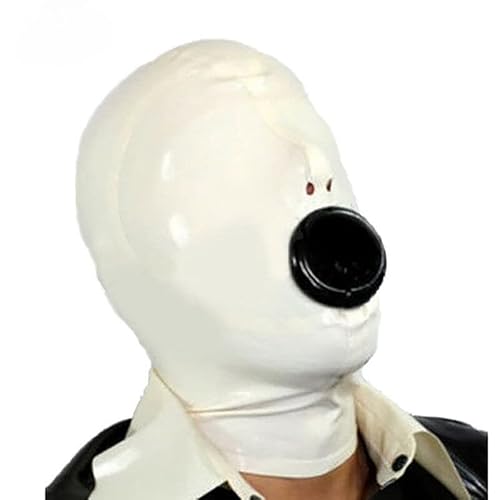 Sex Würgen Bondage SM Maske Latexmaske Mit Knebel BDSM Knebel/Gag Maske Fetisch Kostüm Kopfmaske Halloween Party Maske Knebelmaske Sexspielzeug Für Paare,M,Ivory von ZYDHHP