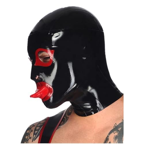 ZYDHHP Halloween Maske SM Latex Maske Mit Knebel BDSM Spielzeug Gummimaske Bondage Sex Maske Cosplay Maskerade Masken Fetisch Extreme Sexspielzeug Für Paare Mann,M,Black von ZYDHHP