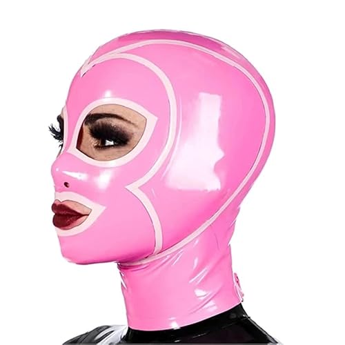 ZYDHHP SM Mask Fetisch Bondage Latexmask Rollenspiele Halloween Mask BDSM Maske Kopfbedeckung Erotik Maske Club Party Mask Gummi Maske Kopfmaske Latex Sexspielzeug Extreme Sex Spiel,L,Pink von ZYDHHP