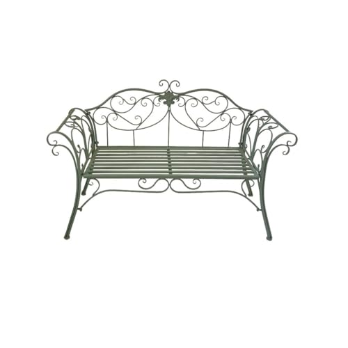 ZYDLMBJL Außenbank, Garten-Loungesessel aus Eisen mit doppelter Rückenlehne, Terrassenmöbel for den Innenhof(Green) von ZYDLMBJL