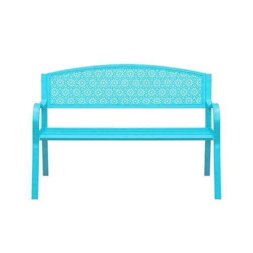 ZYDLMBJL Außenbank, Gartenbank aus Metall for den Außenbereich – Stilvolles Terrassensofa aus Stahl for Parks und Gärten(Blue) von ZYDLMBJL