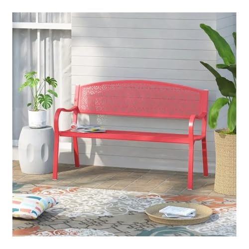 ZYDLMBJL Außenbank, Gartenbank aus Metall for den Außenbereich – Stilvolles Terrassensofa aus Stahl for Parks und Gärten(Red) von ZYDLMBJL