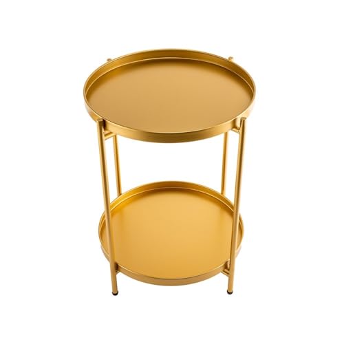 ZYDLMBJL Couchtisch, 2-stufiger Goldener Beistelltisch, moderner kompakter Akzenttisch for das Wohnzimmer von ZYDLMBJL