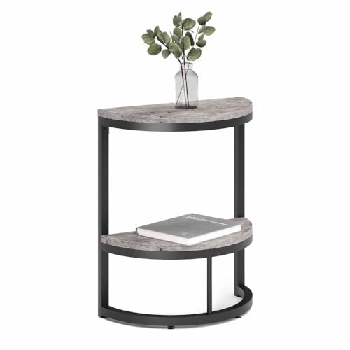 ZYDLMBJL Couchtisch, Kleiner, platzsparender, Halbrunder Beistelltisch mit Zwei Ebenen und Ablagefläche for Wohnzimmer, Sofa und Schlafzimmer(Gray) von ZYDLMBJL