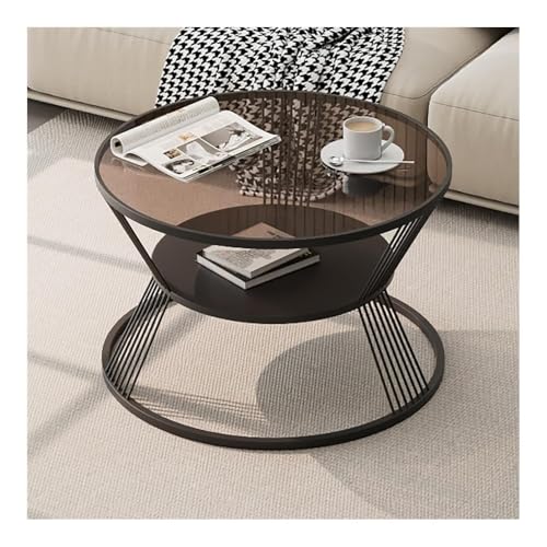 ZYDLMBJL Couchtisch, Moderner Kleiner runder Couchtisch mit Sockel for Wohnzimmer, Bett, Couch(Black,17.7 * 27.5inch) von ZYDLMBJL