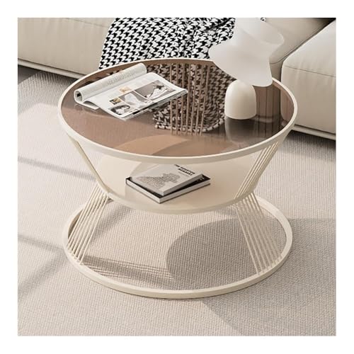ZYDLMBJL Couchtisch, Moderner Kleiner runder Couchtisch mit Sockel for Wohnzimmer, Bett, Couch(White,17.7 * 27.5inch) von ZYDLMBJL