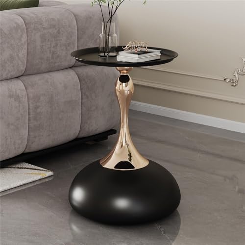 ZYDLMBJL Couchtisch, Runder Beistelltisch aus Metall aus der Mitte des Jahrhunderts, Vintage-Akzent-Couchtisch for kleine Räume(Black) von ZYDLMBJL