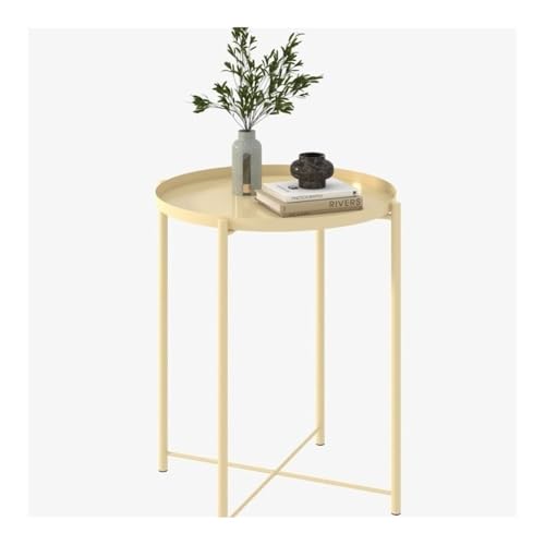 ZYDLMBJL Couchtisch, Runder Beistelltisch aus Metall mit abnehmbarem Tablett, moderner Akzenttisch for Wohnzimmer, Schlafzimmer, Büro(Yellow) von ZYDLMBJL