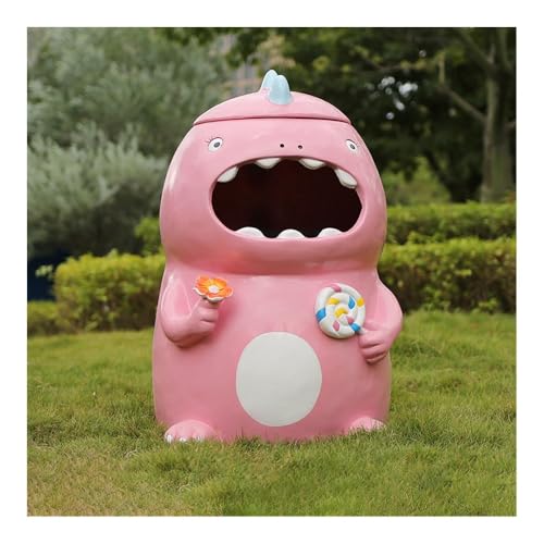 ZYDLMBJL Mülleimer für den Außenbereich, Fiberglas-Mülleimer for Tiere, großer Mülleimer for den Außenbereich mit Deckel(Pink) von ZYDLMBJL