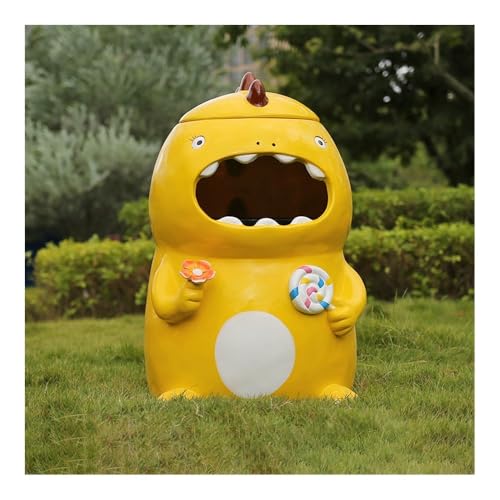ZYDLMBJL Mülleimer für den Außenbereich, Fiberglas-Mülleimer for Tiere, großer Mülleimer for den Außenbereich mit Deckel(Yellow) von ZYDLMBJL
