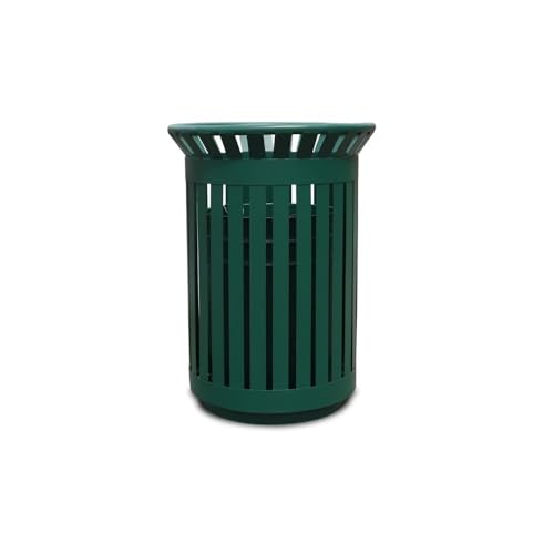 ZYDLMBJL Mülleimer für den Außenbereich, Kommerzieller Mülleimer mit Metalllamellen for den Außenbereich, runder Mülleimer mit Zonen(Green) von ZYDLMBJL