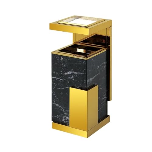 ZYDLMBJL Mülleimer für den Außenbereich, Marmor-Mülleimer aus Edelstahl mit Aschenbecher for die Hotellobby im Freien(Gold) von ZYDLMBJL