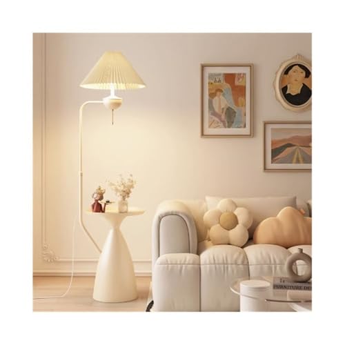 ZYDLMBJL Stehlampe, Moderne Stehlampe mit Beistelltisch, Stoffschirm-Stehlampe for Schlafzimmer, Wohnzimmer, Büro(White) von ZYDLMBJL