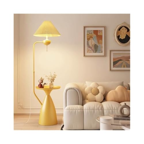 ZYDLMBJL Stehlampe, Moderne Stehlampe mit Beistelltisch, Stoffschirm-Stehlampe for Schlafzimmer, Wohnzimmer, Büro(Yellow) von ZYDLMBJL