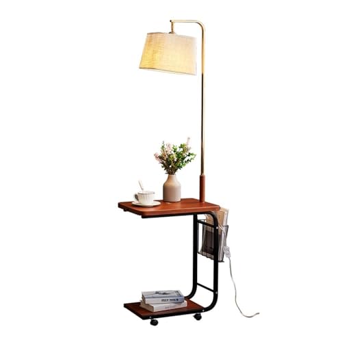 ZYDLMBJL Stehlampe, Moderne Stehleuchte mit Beistelltisch & USB, 3-Farben-LED for Wohnzimmer(Brown) von ZYDLMBJL