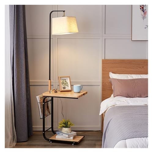 ZYDLMBJL Stehlampe, Moderne Stehleuchte mit Beistelltisch & USB, 3-Farben-LED for Wohnzimmer(Natural) von ZYDLMBJL