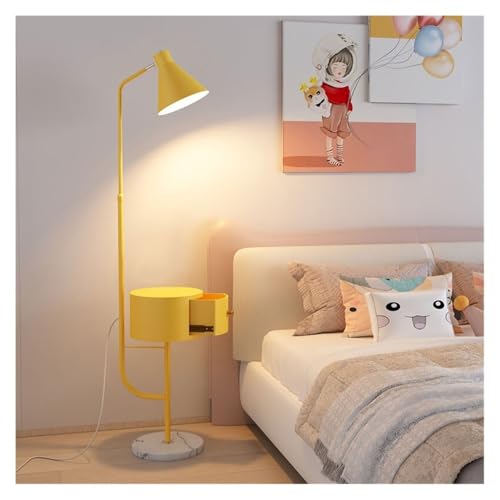 ZYDLMBJL Stehlampe, Moderne rustikale Stehlampe mit Beistelltisch und LED-Glühbirne for Schlafzimmer/Büro(Yellow) von ZYDLMBJL