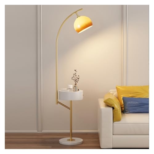 ZYDLMBJL Stehlampe, Moderne verstellbare Stehlampe mit Couchtisch und USB-Ladeanschlüssen for Wohnzimmer, Schlafzimmer, Büro(Gold) von ZYDLMBJL