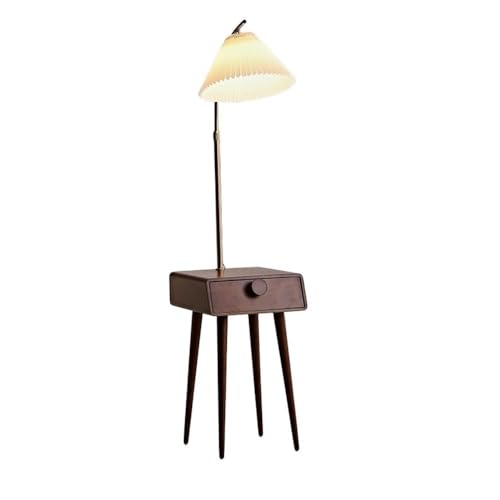 ZYDLMBJL Stehlampe, Stehlampe mit Tisch, 3-Farben-Temperatur-Tischlampen for Wohnzimmer, Schlafzimmer, Moderne Stehlampe mit Schublade(Brown) von ZYDLMBJL