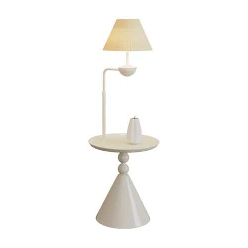 ZYDLMBJL Stehlampe, Stehlampe mit Tisch, Rustikale Beistelltischlampe for Schlafzimmer & Wohnzimmer, Mid Century Modern Stehlampe(White) von ZYDLMBJL