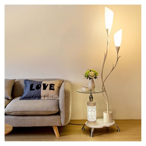 ZYDLMBJL Stehlampe, Stehlampe mit Tisch, Stehlampen mit Fernbedienung, dimmbare LED-Stehlampe, hohe Lampe for Wohnzimmer, Schlafzimmer(White) von ZYDLMBJL
