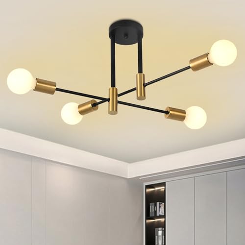 ZYDTRIP Deckenleuchte Vintage, Sputnik Kronleuchter Industrial Modern Hängelampe für Wohnzimmer Esszimmer Flur Restaurant Hotel, 4 Flammig Gold E27 von ZYDTRIP