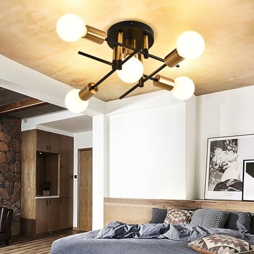 ZYDTRIP Sputnik Kronleuchter, Semi Flush Mount Deckenleuchte Moderne Bauernhaus Beleuchtung für Küche Schlafzimmer Wohnzimmer Badezimmer Flur Eingang von ZYDTRIP