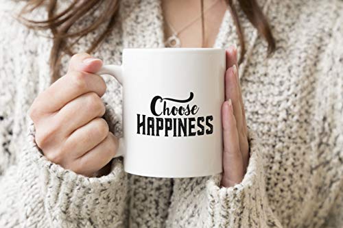Choose Happiness happy White Coffee Tea Mug Regular 312ml Cup von ZYDUVA