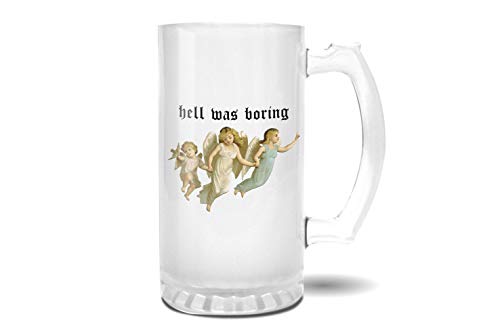 Retro Hell Was Boring Angel Engel Pint Glasbecher Gefrosteter Transparenter Stein Mug | Neuheit Krug für Bier Geschenk 500ml von ZYDUVA