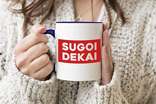 Trend Vintage Sugoi Dekai Uzaki Chan many Thanks Blauer Griff-Becher Kaffee Tee Becher 330 ml Mug Cup Tasse von ZYDUVA