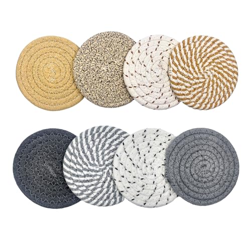ZYDYRX 8 Stück Untersetzer Gläser 11cm Glasuntersetzer Rund für Gläser Handgemachte Tassenuntersetzer Getränkeuntersetzer Kleinen Baumwolle Untersetzer für Café Getränke Bar Tassen Glas Coasters von ZYDYRX