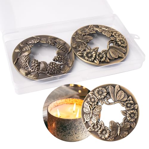 ZYDYRX 2 Stück Bronze Kerze Smart Deckel Aroma Kerze Abdeckung Kerzendeckel Zinklegierung Kerzendeckel für Duftkerzen Kerzenzubehör für Kerzen Glas von ZYDYRX