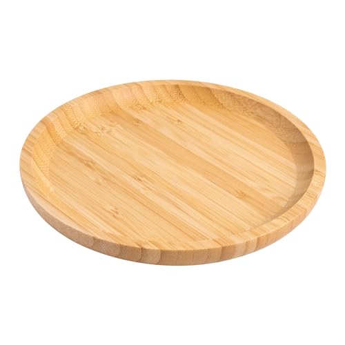 ZYDYRX Rundes Bambus Tablett - Untersetzer, Holztablett, Serviertablett für Tee, Lebensmittel, Pflanzen - 20 * 20 * 2cm von ZYDYRX