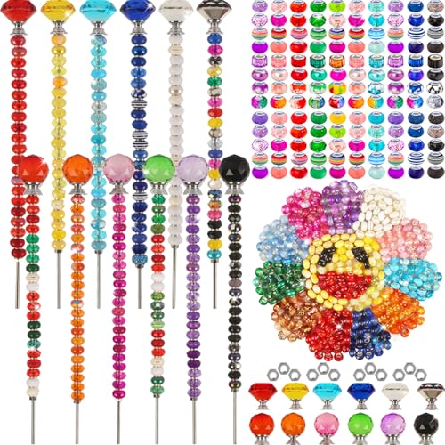 300 Stück Gartenstecker DIY Feenstab Gartenstecker Kit, bunte große Lochperle, Kristall-Diamant-Stopper, 12 Edelstahl-Gewindestangen, Perlenfeenstäbe, Zubehör für den Außenbereich, Perlendekoration, 300 Stück Gartenstecker DIY Feenstab Gartenstecker Kit, bunte große Lochperle, Kristall-Diamant-Stopper, 12 Edelstahl-Gewindestangen, Perlenfeenstäbe, Zubehör für den Außenbereich, Perlendekoration, von ZYEHXED
