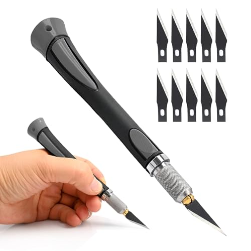 ZYEKIU 11 Stücke Bastelmesser Skalpell Set mit 10 Ersatzklingen Bastelmesser Skalpell Messer Scalpel Präzisionsmesser Cutter Messer Schnitzmesser für Bastelarbeiten Modellbau Carving DIY Art Work von ZYEKIU