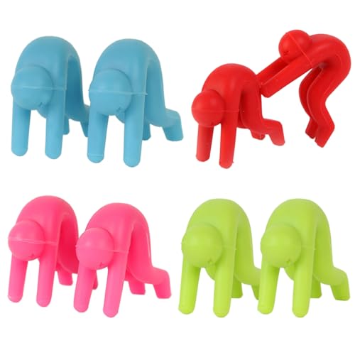 ZYEKIU 8 Stück Topfdeckelheber, Vier Farben Silikon Topfdeckelhalter, Hitzebeständig Deckelhalter, Uberkochschutz Kochtopfdeckelhalter, Kann Ständer für Töpfe, Essstäbchen und Löffel Verwendet von ZYEKIU