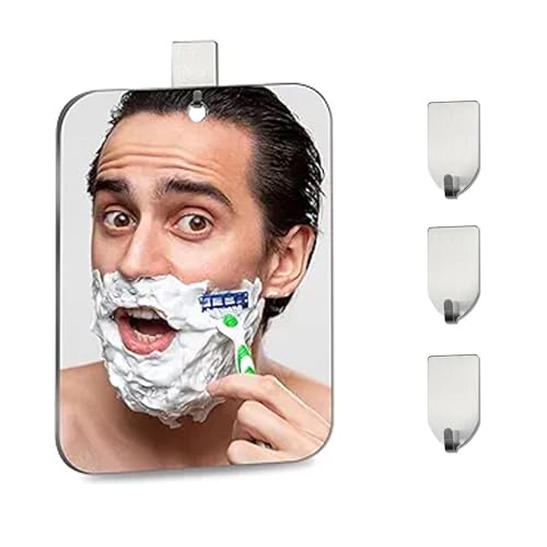 ZYEKIU Acryl Rahmenlos Spiegel Dusche Antibeschlag Duschspiegel, Badezimmer Rasierspiegel, Reise Wandbehang Mirror Enthält 3 Haken für Herren und Damen Campingspiegel Schminkspiegel von ZYEKIU