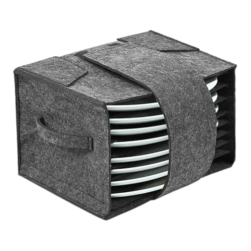 ZYEKIU Filz Tassenhalter Camping mit 8 Fächern Camping Geschirr Lagerung Filz Tasche 27 x 22 x 7cm, Grau, Wohnmobil Tellerhalter Rutschfeste Leise, Caravan Tellerhalter für Wohnmobile Wohnwagen von ZYEKIU