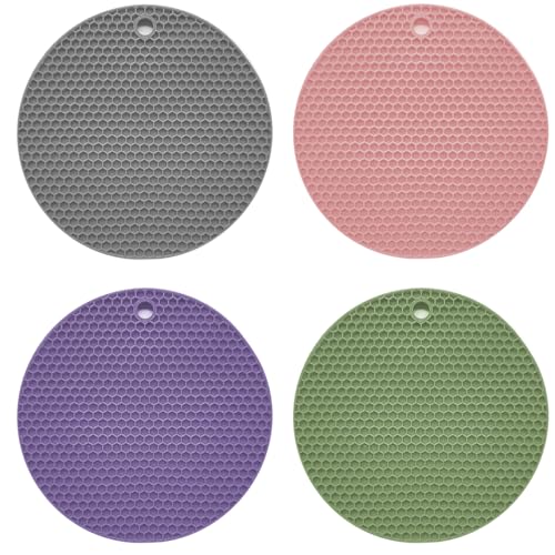 4 Stück Topfuntersetzer Hitzebeständig Silikon Untersetzer Küche rutschfest Topflappen Multifunktional Isoliermatte Unterlage für Töpfe Verdickt Spülmaschinenfest Wabenmuster von ZYETGH