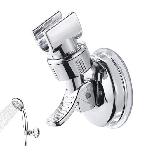 Duschkopfhalterung Saugnapf, Duschkopfhalterung Abnehmbarer Duschhalterung 360° Drehbar Duschbrause Halterung Verstellbarer Duschhalterung Ohne Bohren (Silber) von ZYETGH
