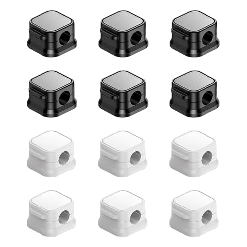 Kabelhalter Magnetisch, 12 Stück Kabelhalter Selbstklebend Ladekabel Halterung Kabelmanagement Schreibtisch Cable Management für Ladekabeln HDMI USB Audiokabel von ZYETGH