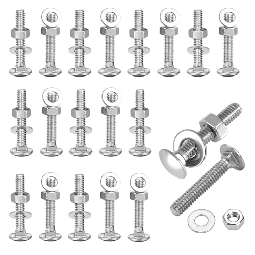 20 Stück Schlossschrauben M6 x 80, Torbandschrauben mit Muttern und Unterlegscheiben Schlossschrauben Set Geeignet für Heimdekoration Industriebau von ZYETGH