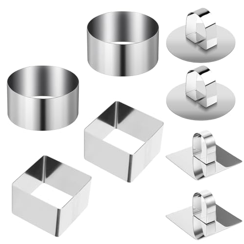ZYETGH Servierringe, 4 Stück Dessertringe 8cm Tortenring Klein Edelstahl Kuchenring Wiederverwendbar Speiseringe Set für Mousse Kuchen Desserts Pudding DIY von ZYETGH