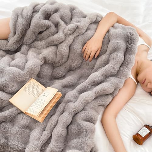 ZYFAB Kunstkaninchen Pelz Überwurfdecke weich flauschig gemütlich Decke leicht luxuriös warm flauschig Decken für Bett Couch Sofa Wohnzimmer,B,180 * 200CM von ZYFAB