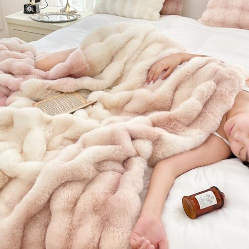 ZYFAB Kunstkaninchen Pelz Überwurfdecke weich flauschig gemütlich Decke leicht luxuriös warm flauschig Decken für Bett Couch Sofa Wohnzimmer,I,160 * 200CM von ZYFAB